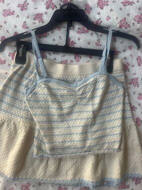 Freshman Light Blue & Cream Striped Knit Cami